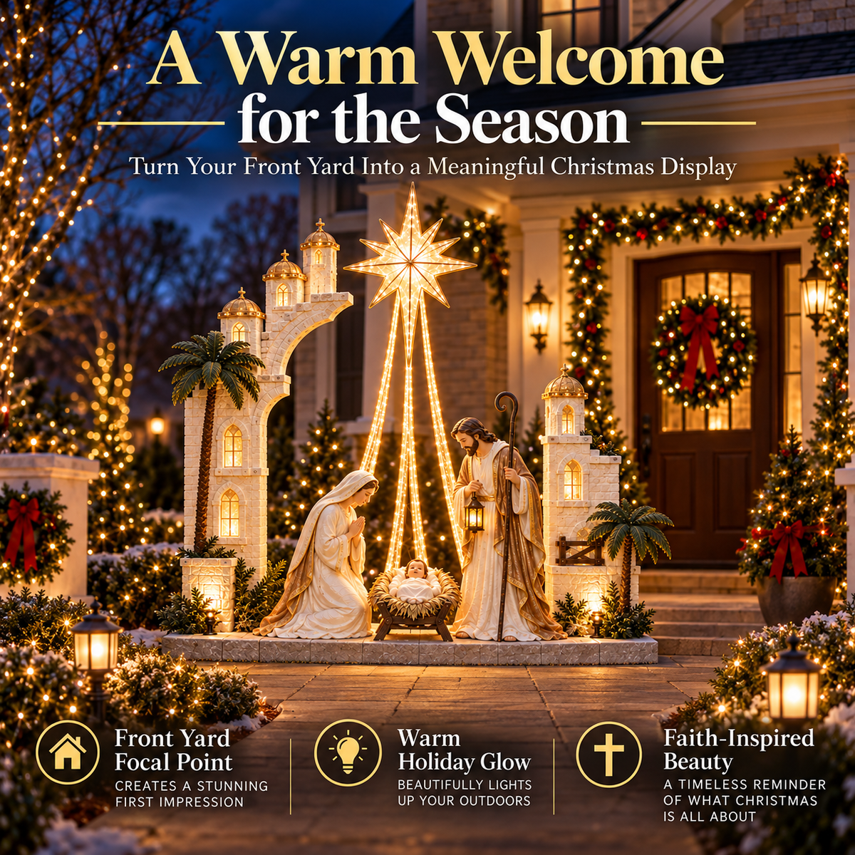 Illuminated Nativity Star Display | Holy Family Christmas D cor