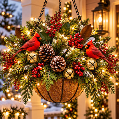 Pre-Lit Christmas Hanging Basket | Pre-lit, weather-resistant, and zero maintenance