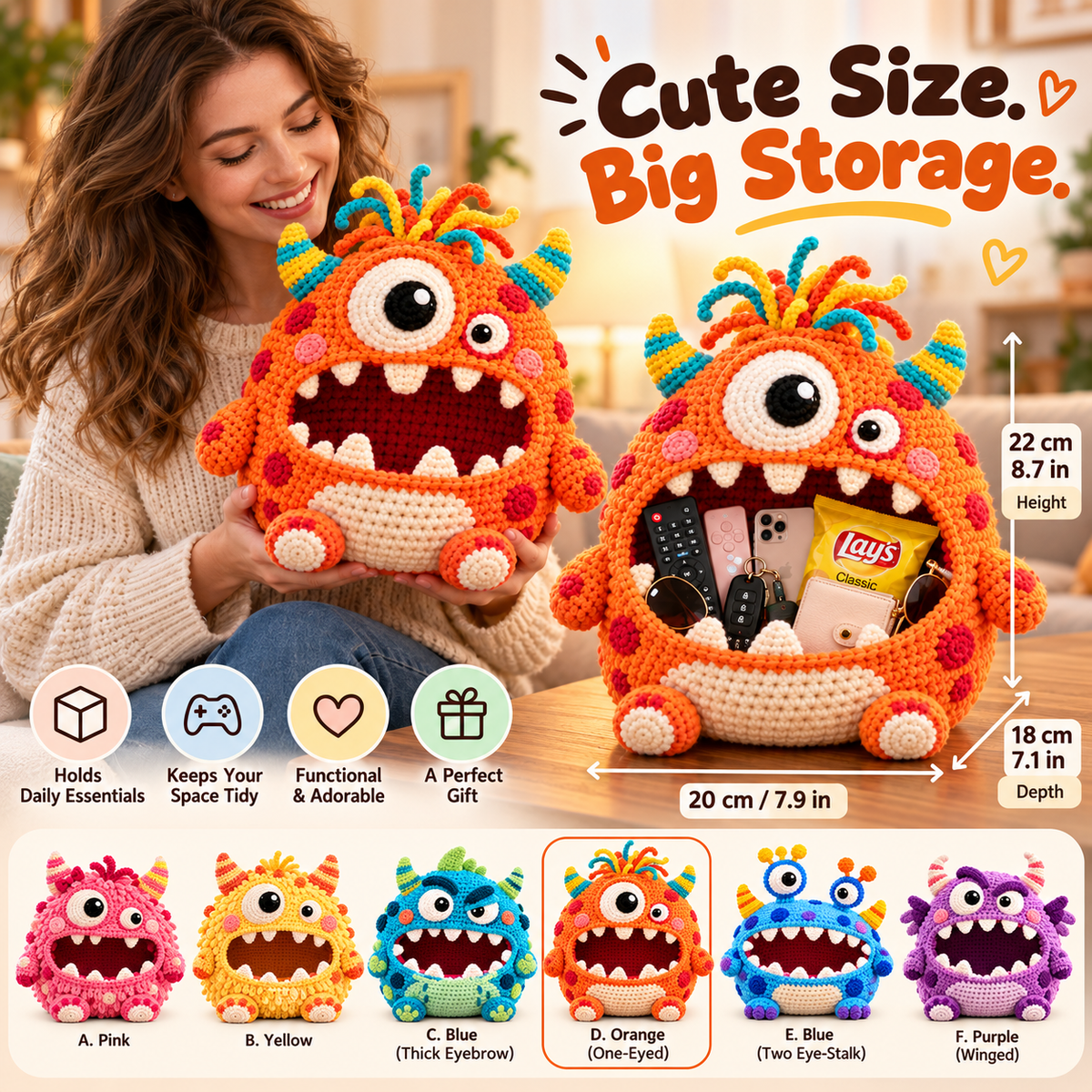 DIY Crochet Monster Storage Basket Kit | 6 Ugly-Cute Designs