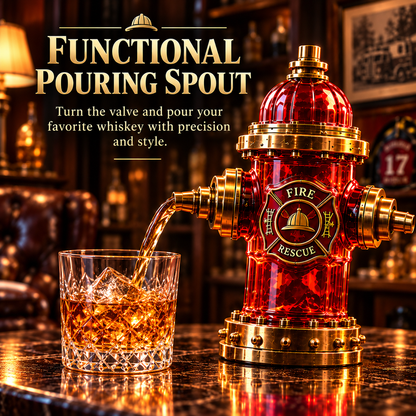 Firefighter Tribute Hydrant Whiskey Decanter Red & Gold Memorial Display Gift