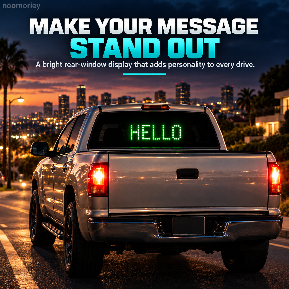 Programmable LED Rear Window Sign for Cars & Trucks, Custom Scrolling Message Display