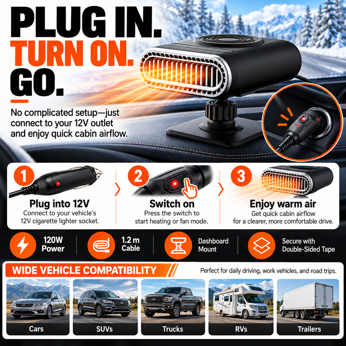 Car Electric Heater Fan Portable Heater for Car