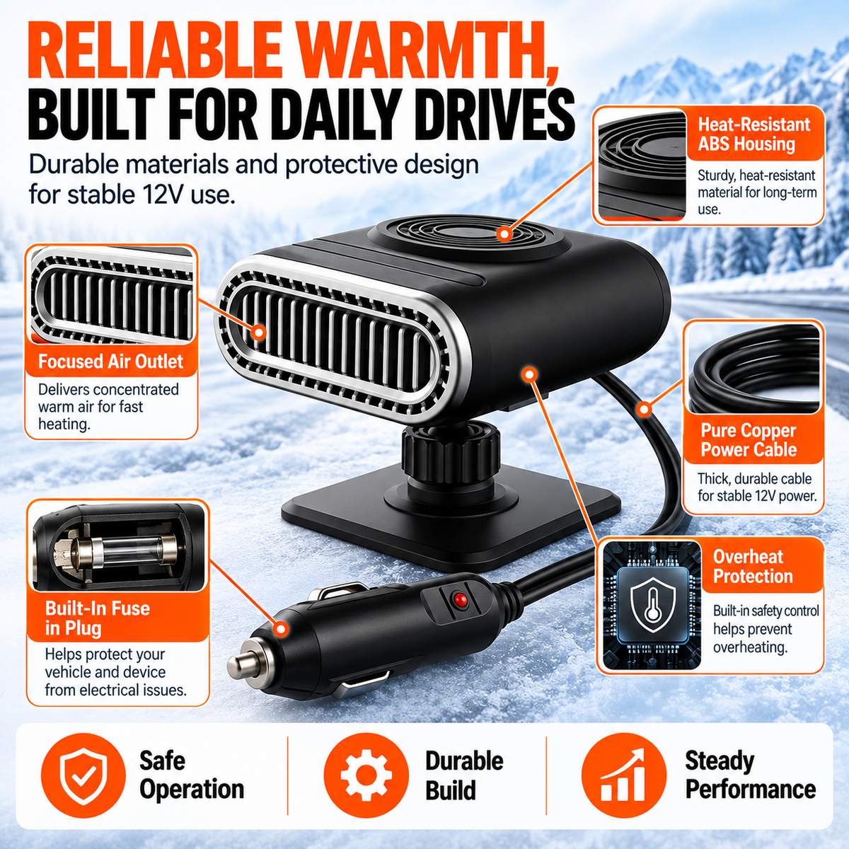 Car Electric Heater Fan Portable Heater for Car