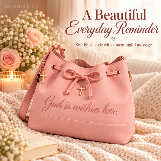 Faith-Inspired Bucket Bag God Is Within Her Handbag