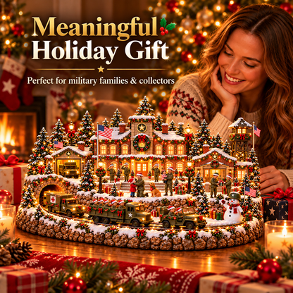 Home for the Holidays Military Christmas Village Warm LED Lights, Army-Inspired Vehicles & Heartwarming Holiday Display