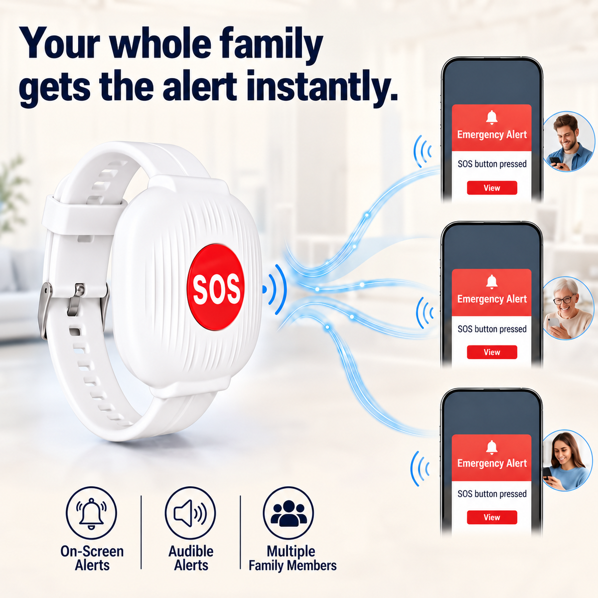 Emergency Bracelet with SOS Button for Seniors