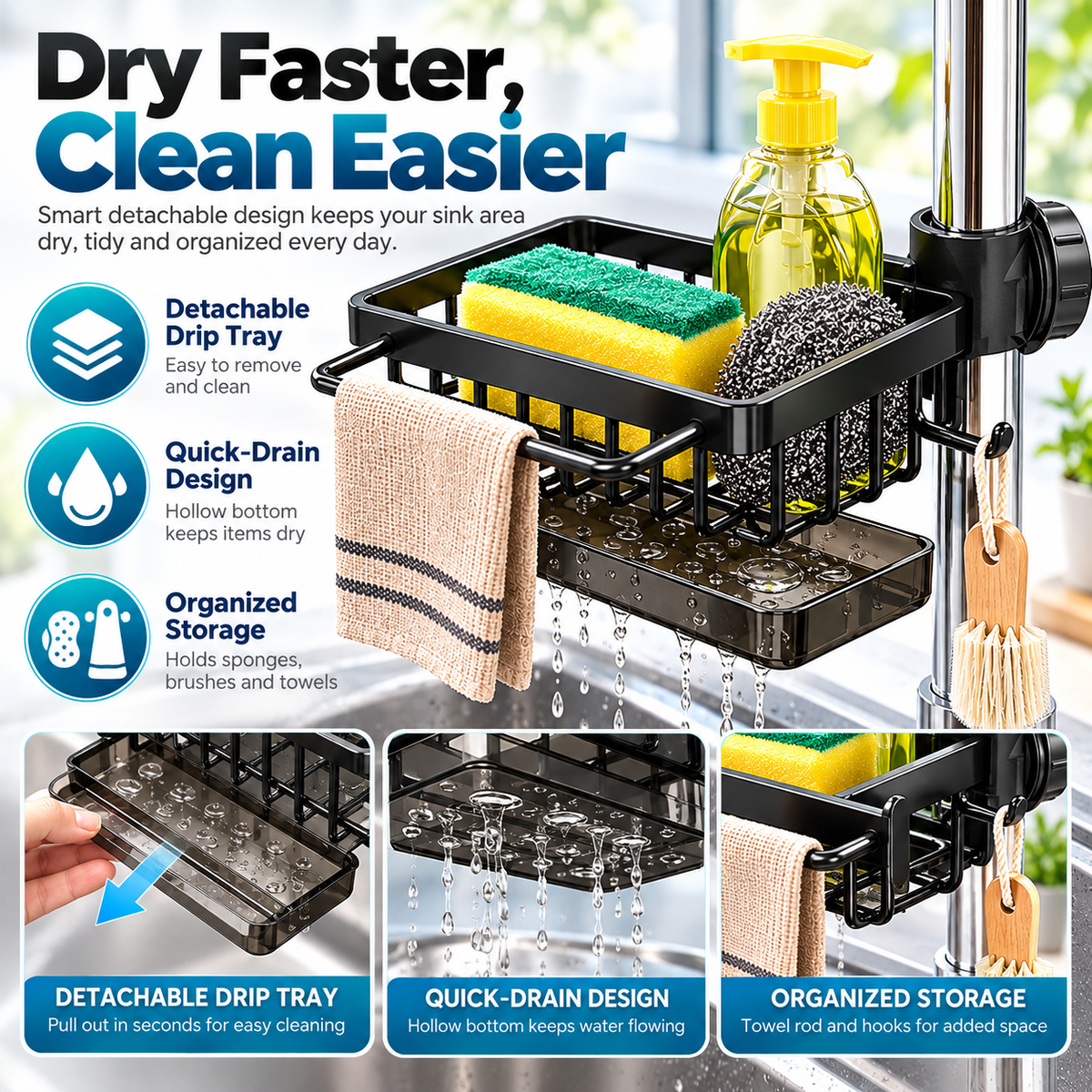 Kitchen Sink Faucet Organizer