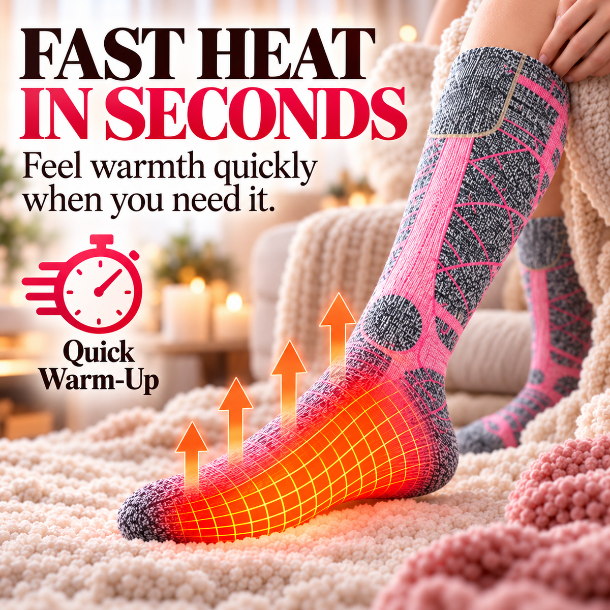 Winter Heated Socks with 3 Heat Settings & Rechargeable Batteries