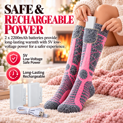 Winter Heated Socks with 3 Heat Settings & Rechargeable Batteries