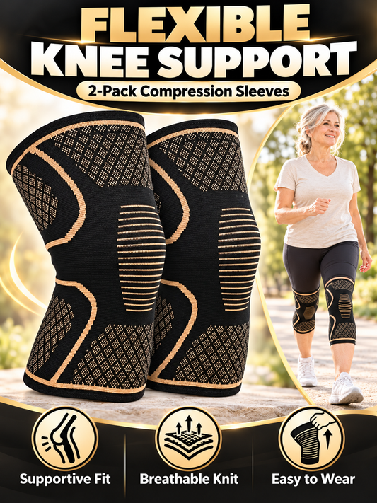 Sports Gear 2-Pack Copper Compression Knee Sleeves Breathable Anti-Slip Support for Running, Fitness & Basketball