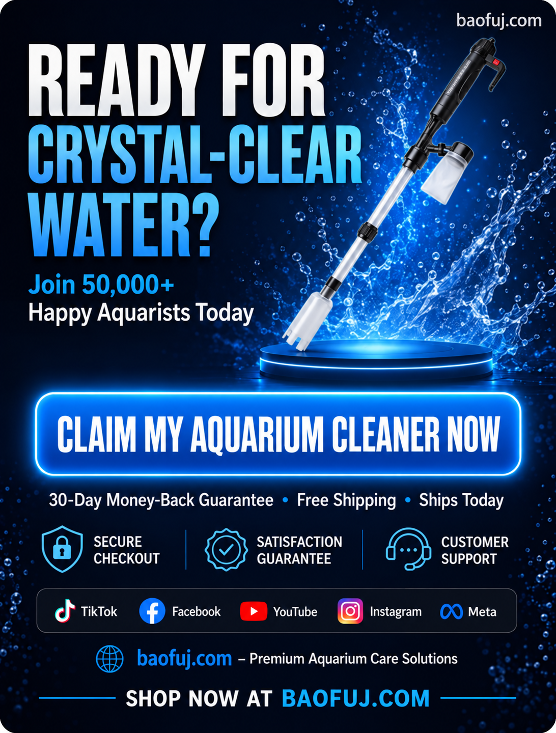 NOW! Electric Aquarium Gravel Cleaner Powerful Suction Fish Tank Vacuum Siphon, Easy Gravel Cleaning & Water Changing