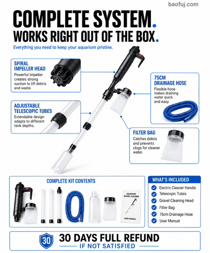 NOW! Electric Aquarium Gravel Cleaner Powerful Suction Fish Tank Vacuum Siphon, Easy Gravel Cleaning & Water Changing