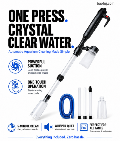 NOW! Electric Aquarium Gravel Cleaner Powerful Suction Fish Tank Vacuum Siphon, Easy Gravel Cleaning & Water Changing