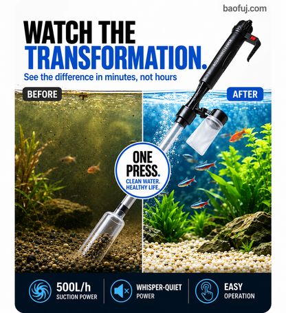 NOW! Electric Aquarium Gravel Cleaner Powerful Suction Fish Tank Vacuum Siphon, Easy Gravel Cleaning & Water Changing