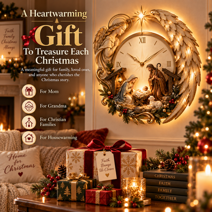 Bethlehem Angel Nativity Glow Clock