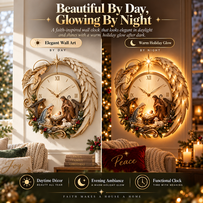Bethlehem Angel Nativity Glow Clock