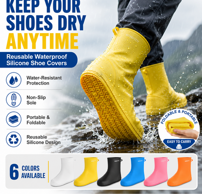 Heavy-Duty Waterproof Shoe Covers Anti-Slip, Foldable & Reusable