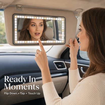 LED Car Sun Visor Vanity Mirror Touch-Control Lighted Makeup Mirror
