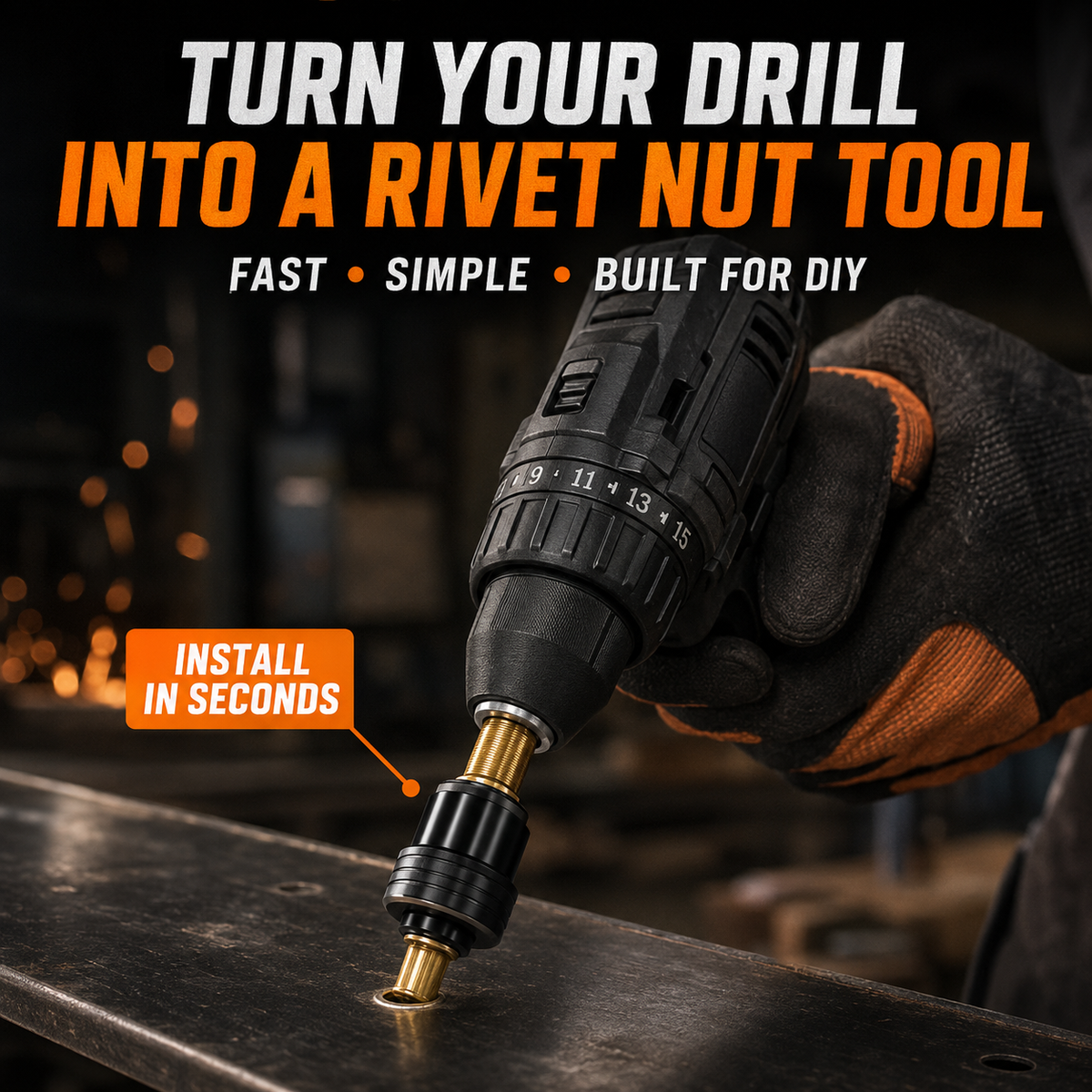 Complete Drill-Powered Rivet Nut Kit M3 M8 Threaded Insert Tool Set