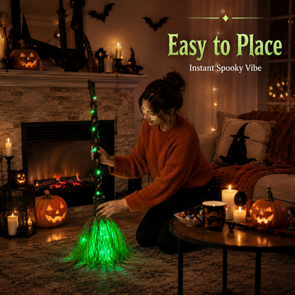 Animated Witch Broom Moves, Lights Up & Makes Spooky Sounds