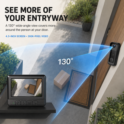 4.3-Inch Screen Video Doorbell See & Talk Without Wi-Fi