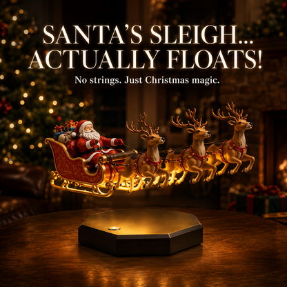 Floating Santa Sleigh with 4 Reindeer Magnetic Levitation Christmas Display