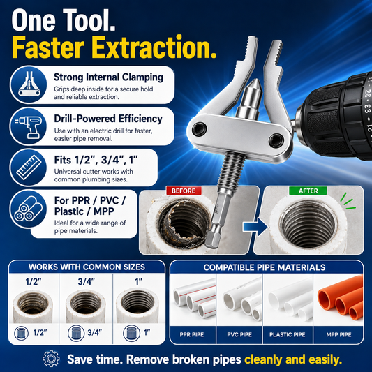Broken Pipe Thread Extractor, Universal 1/2" 3/4" 1" Pipe Nipple Remover