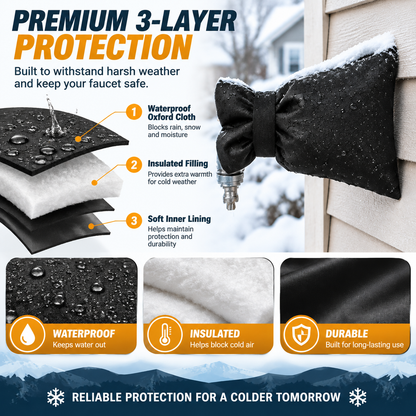 Outdoor Faucet Cover | Winter Freeze Protection Insulated Spigot Protector
