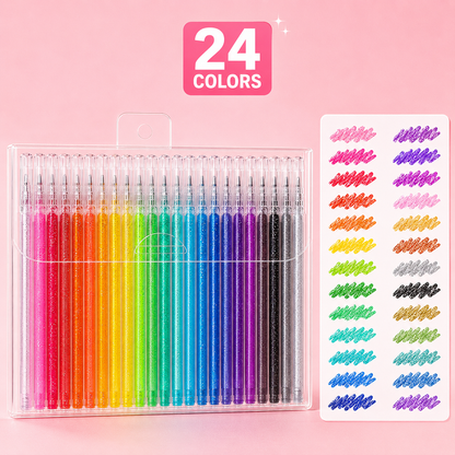 Selling Retractable Glitter Sparkle Gel Pens 1.0mm Fine Tip, Large Capacity Gel Pen Set for Art Journal & Hand Lettering