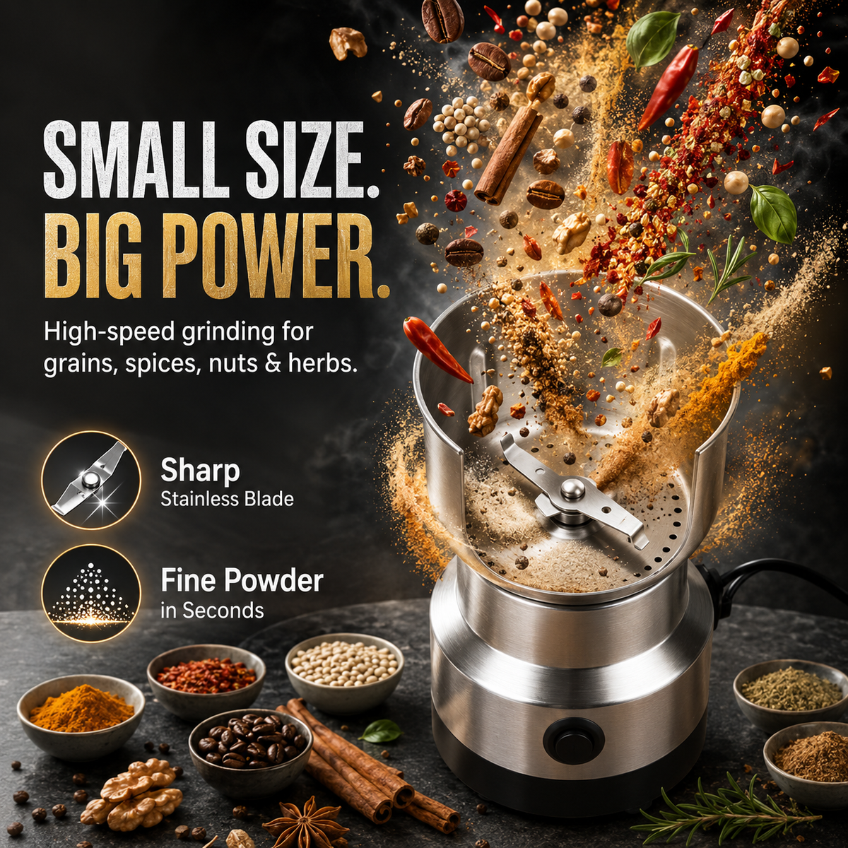 High-Speed Stainless Steel Grain Grinder Fast & Efficient Grinding