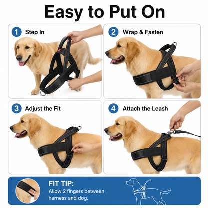 No-Pull Reflective Dog Harness for Medium & Large Dogs, Comfortable Padded Vest with Dual D-Rings