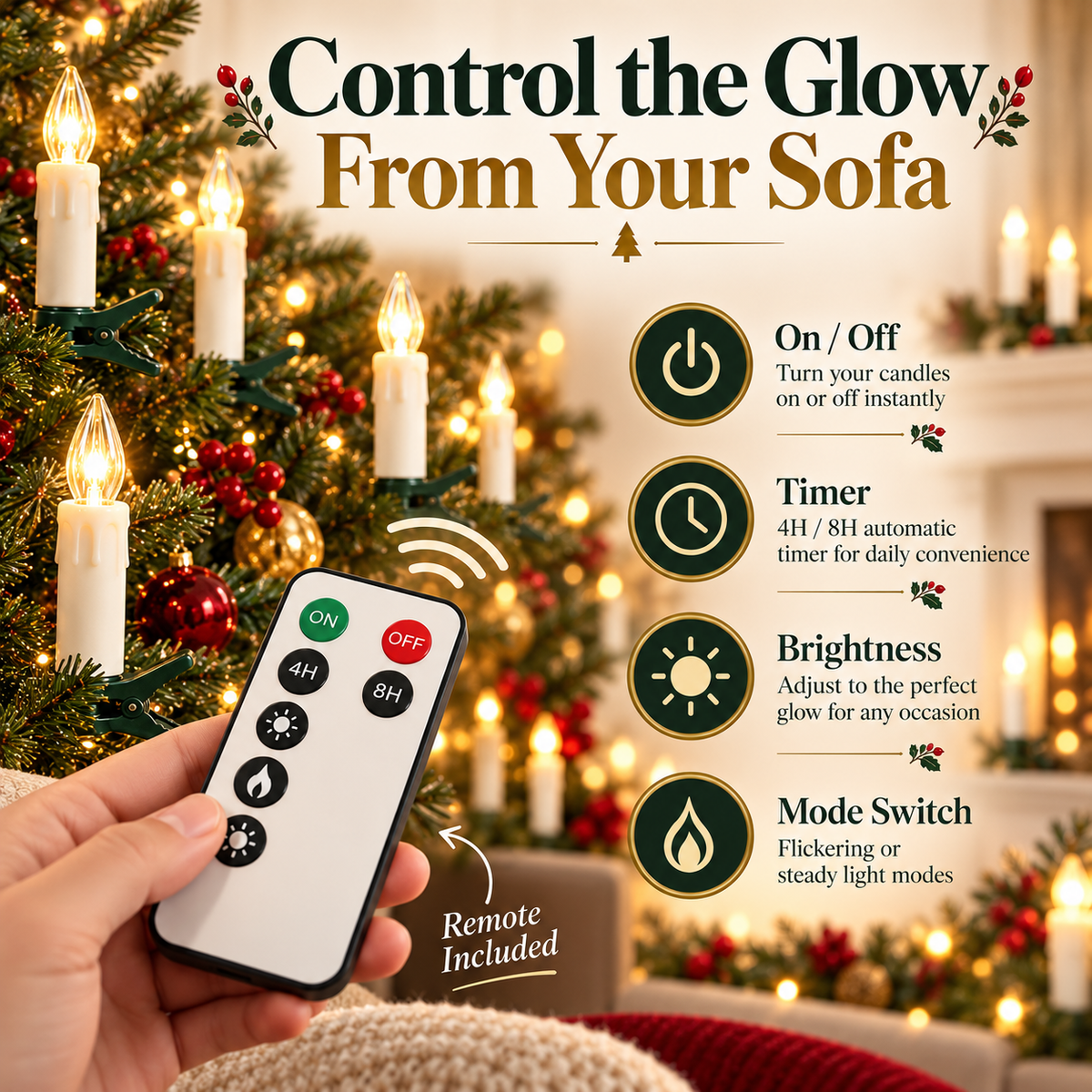 Flameless Christmas Candle Clip Lights