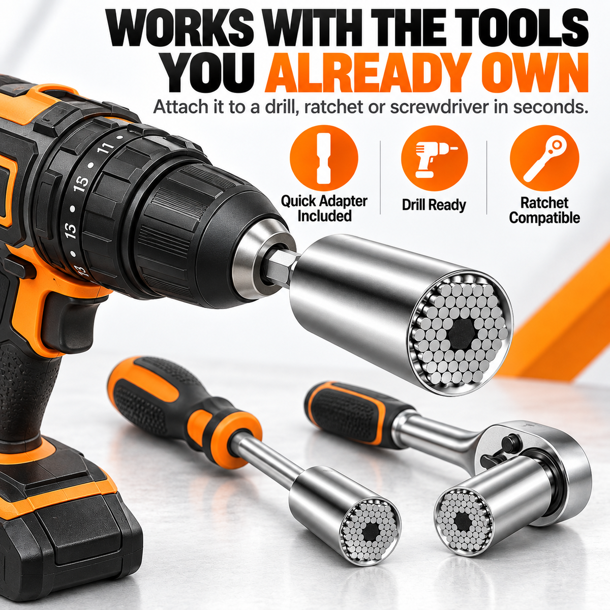7 19mm Universal Socket Self-Adjusting Tool for Nuts & Bolts