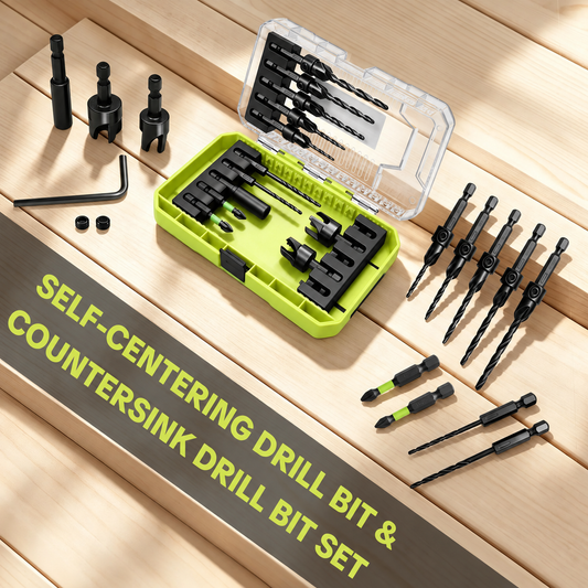 15-Piece Countersink Drill Bit Set 1/4' Hex Shank, Depth Stop & Quick-Change Design