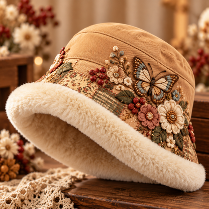 Women s Cozy Plush-Lined Winter Bucket Hat Floral & Animal Designs