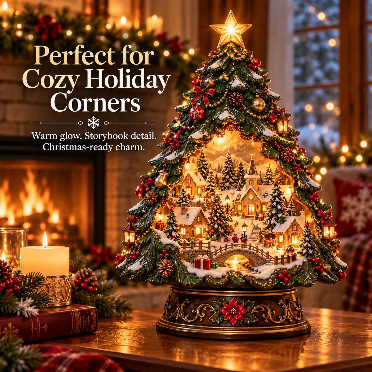 Christmas Tree Keeper Hidden Village Lighted Tabletop Decor