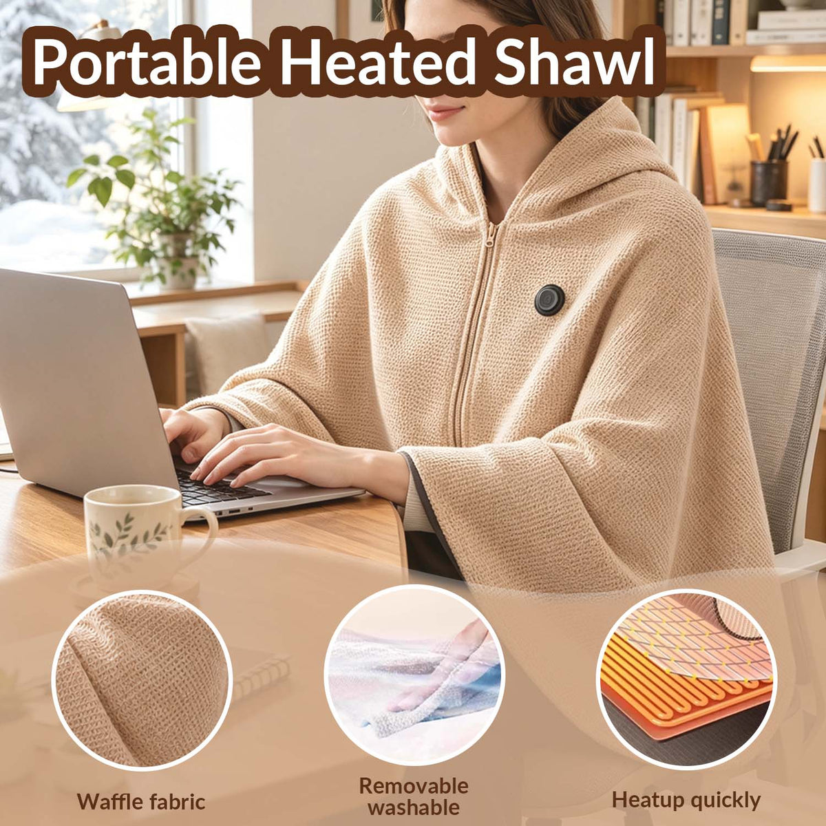 Portable Heated Shawl Wearable Electric Heating Wrap