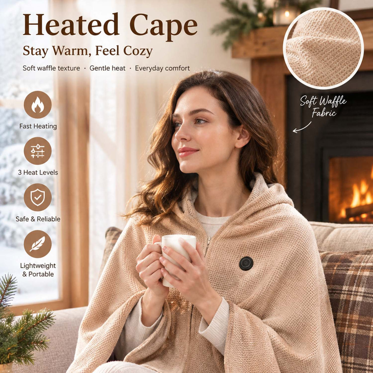 Portable Heated Shawl Wearable Electric Heating Wrap