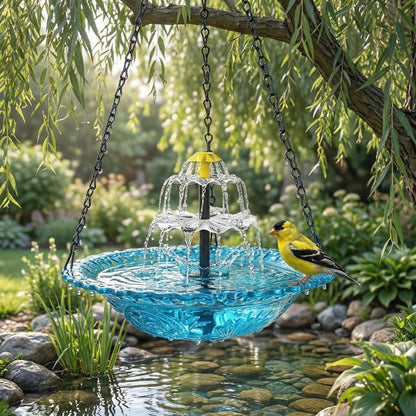 Solar Hanging Birdbath Fountain
