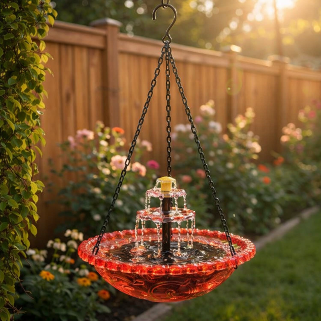 Solar Hanging Birdbath Fountain