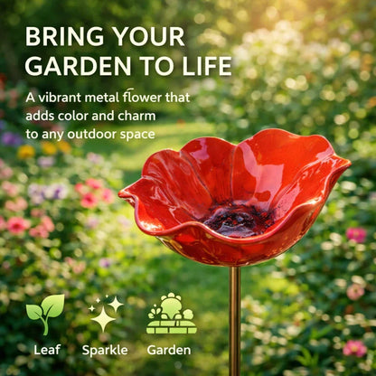 Metal Flower Bird Waterer