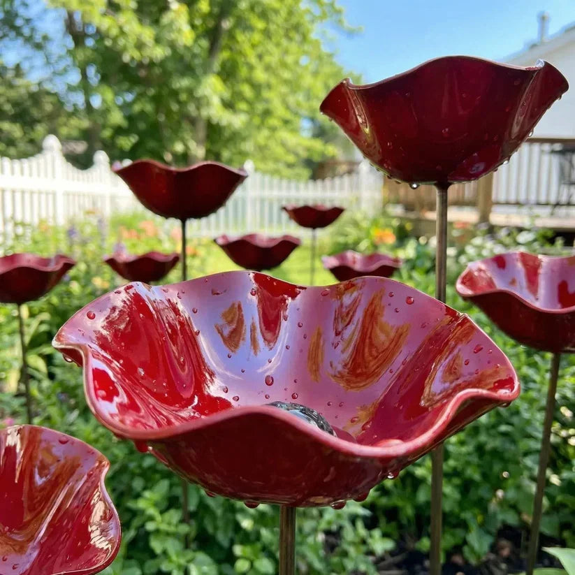 Metal Flower Bird Waterer