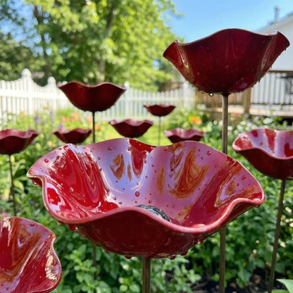 Metal Flower Bird Waterer