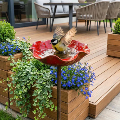 Metal Flower Bird Waterer