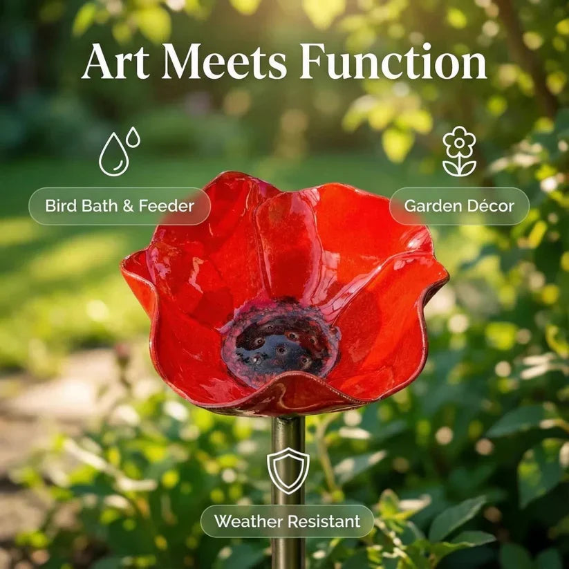 Metal Flower Bird Waterer