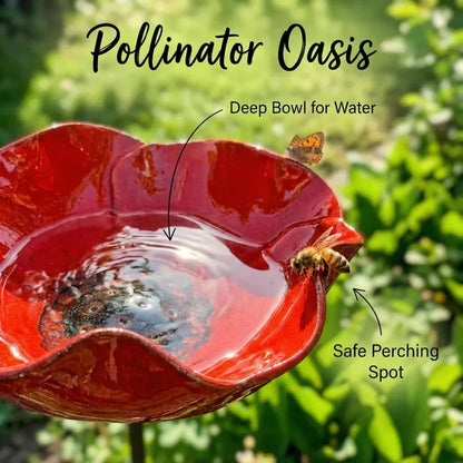 Metal Flower Bird Waterer