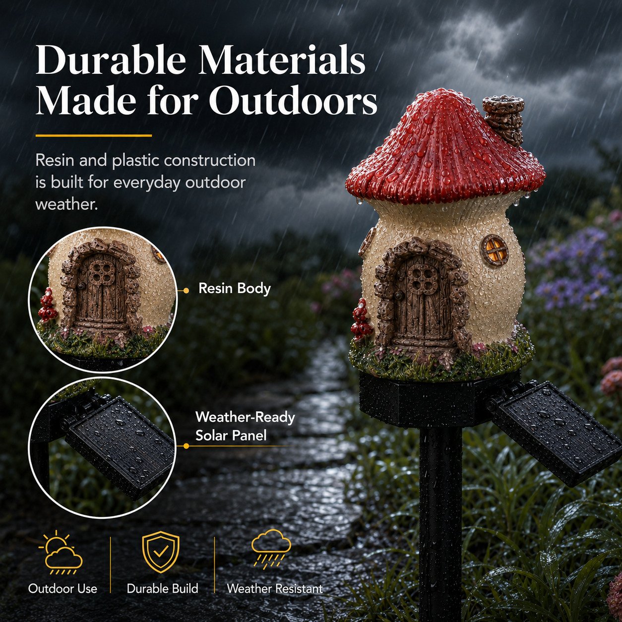 Solar Mushroom Cottage Light