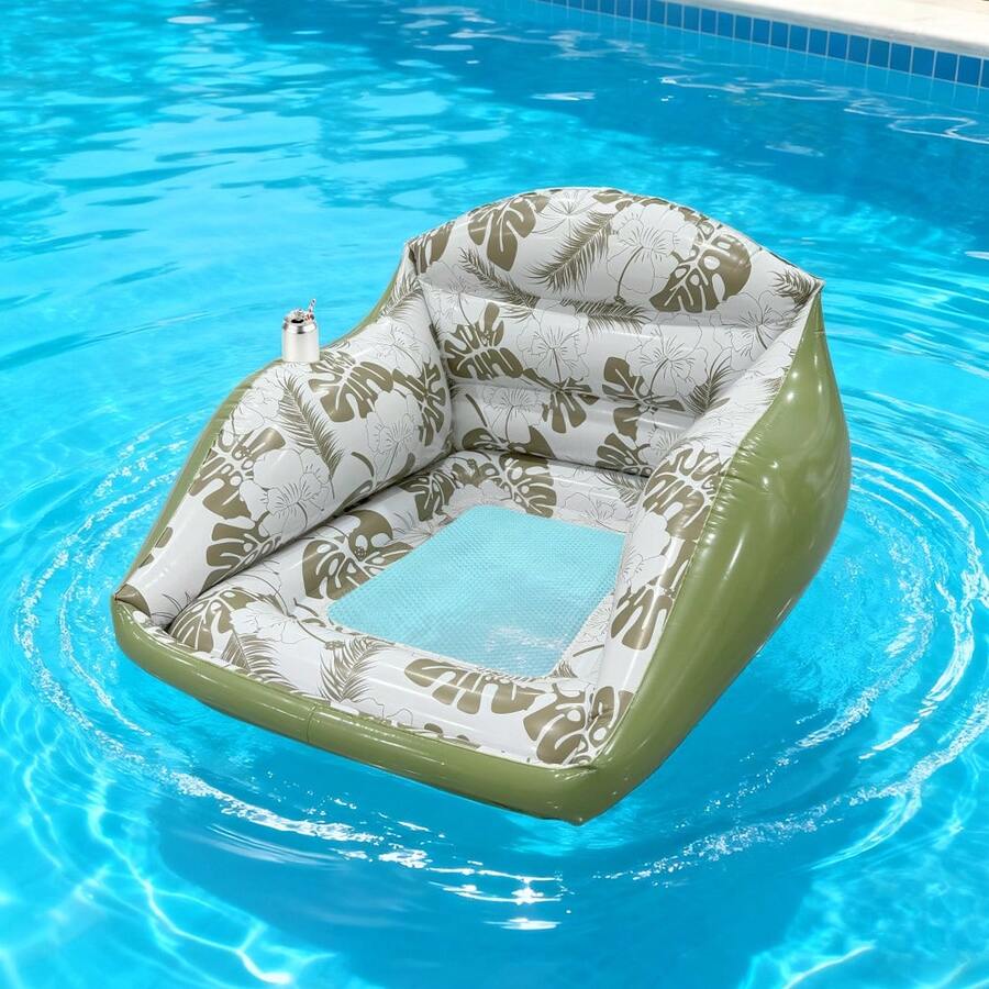 Leaf-Print Inflatable Lounge Float
