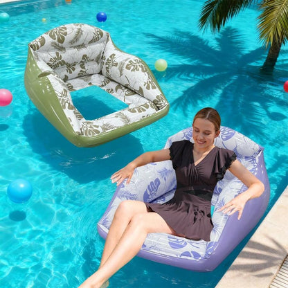 Leaf-Print Inflatable Lounge Float