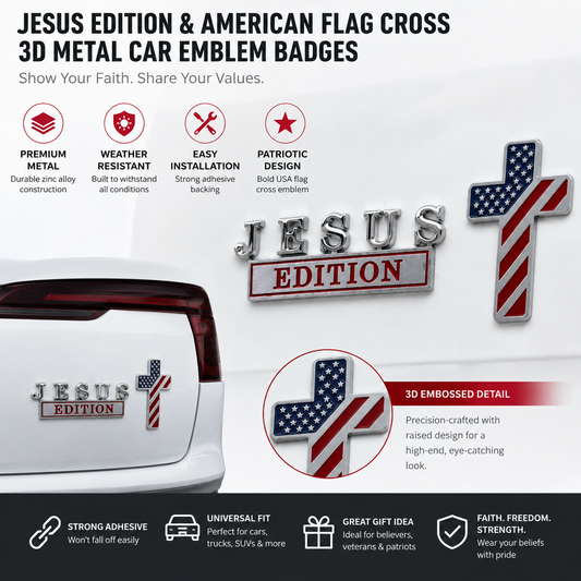 Blessed Jesus Edition Cross Car Emblem Metal Badge
